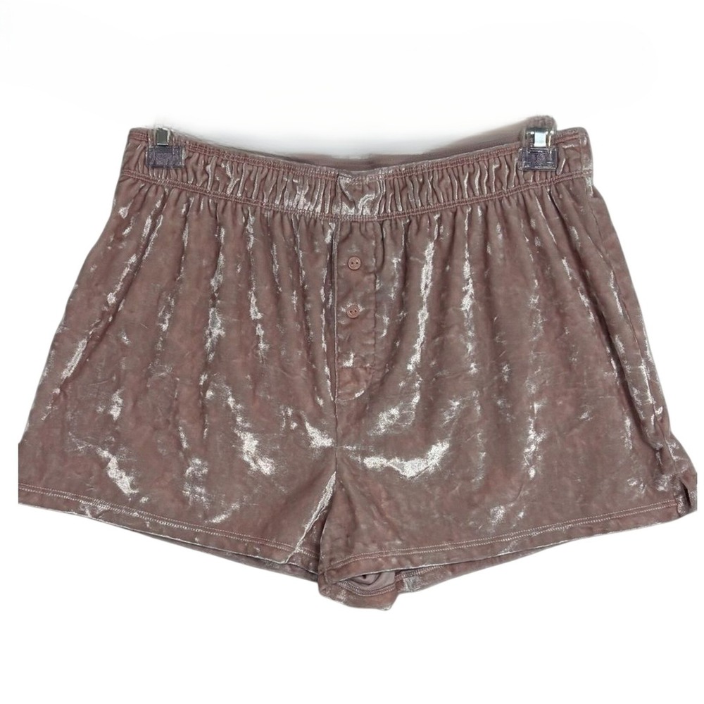 PINK Victoria's Secret Pajama Shorts Pink Crushed Velvet Sleep Loungewear‎ XS